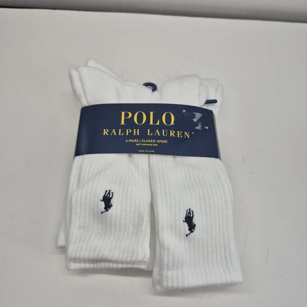 Polo Ralph Lauren 6 Pairs Classic Sport Socks Sock Size: 10-13 White